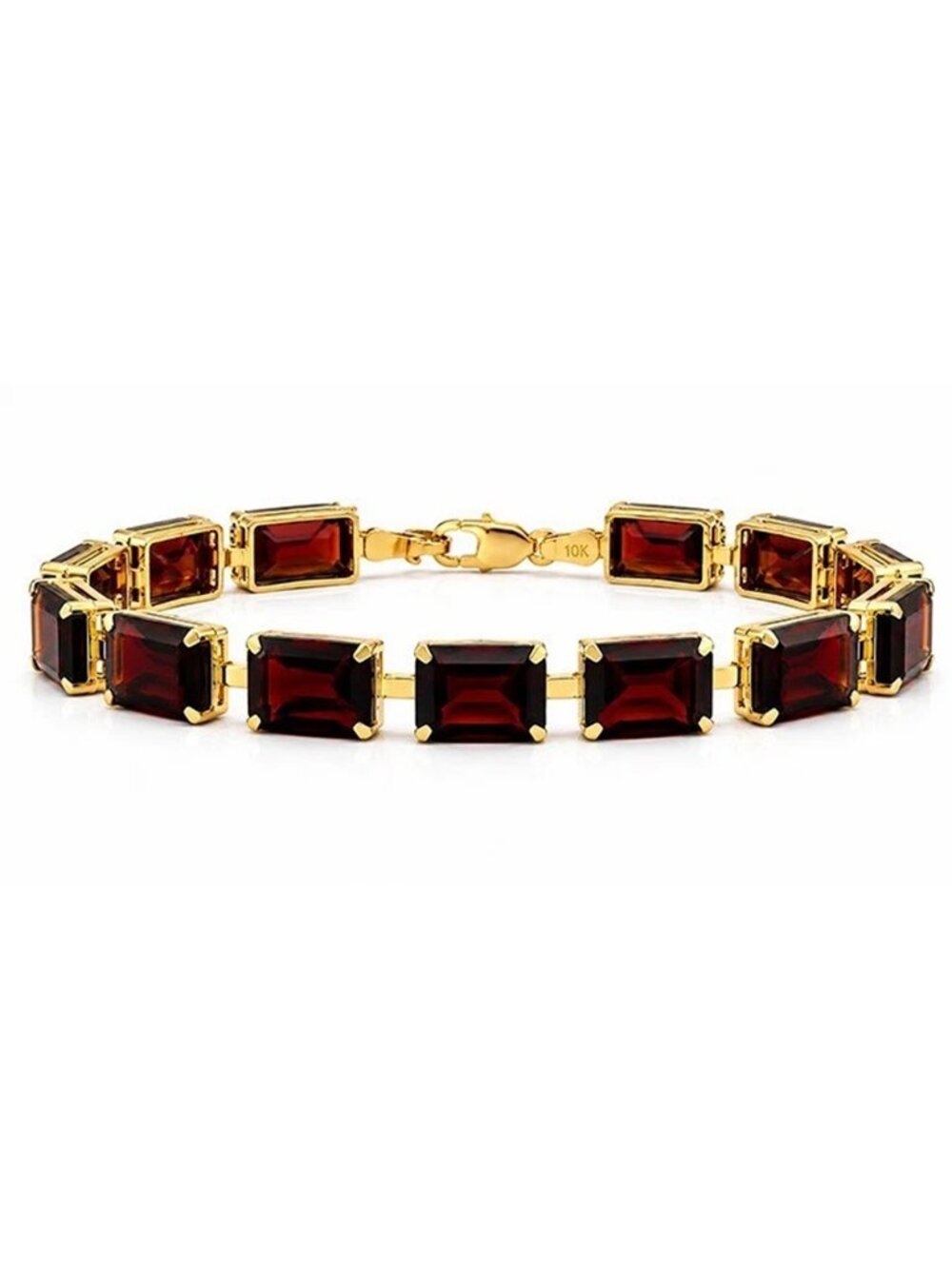 Genuine 48.8 Cts Garnet Tennis Bracelet 10k Solid Yellow Gold